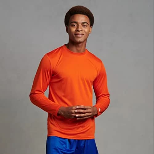 Russell Athletic Long Sleeve Performance Tee, Burnt Orange, Small | Moisture-Wicking & UV Protection thumbnail 2