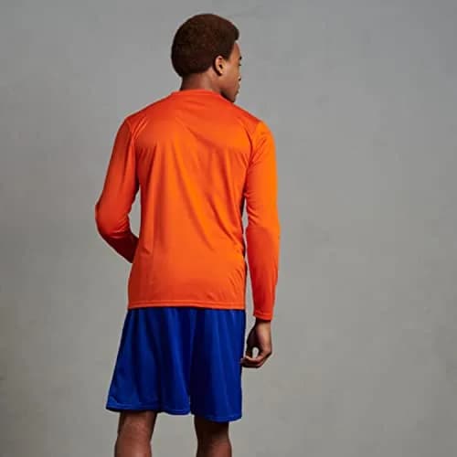 Russell Athletic Long Sleeve Performance Tee, Burnt Orange, Small | Moisture-Wicking & UV Protection thumbnail 3