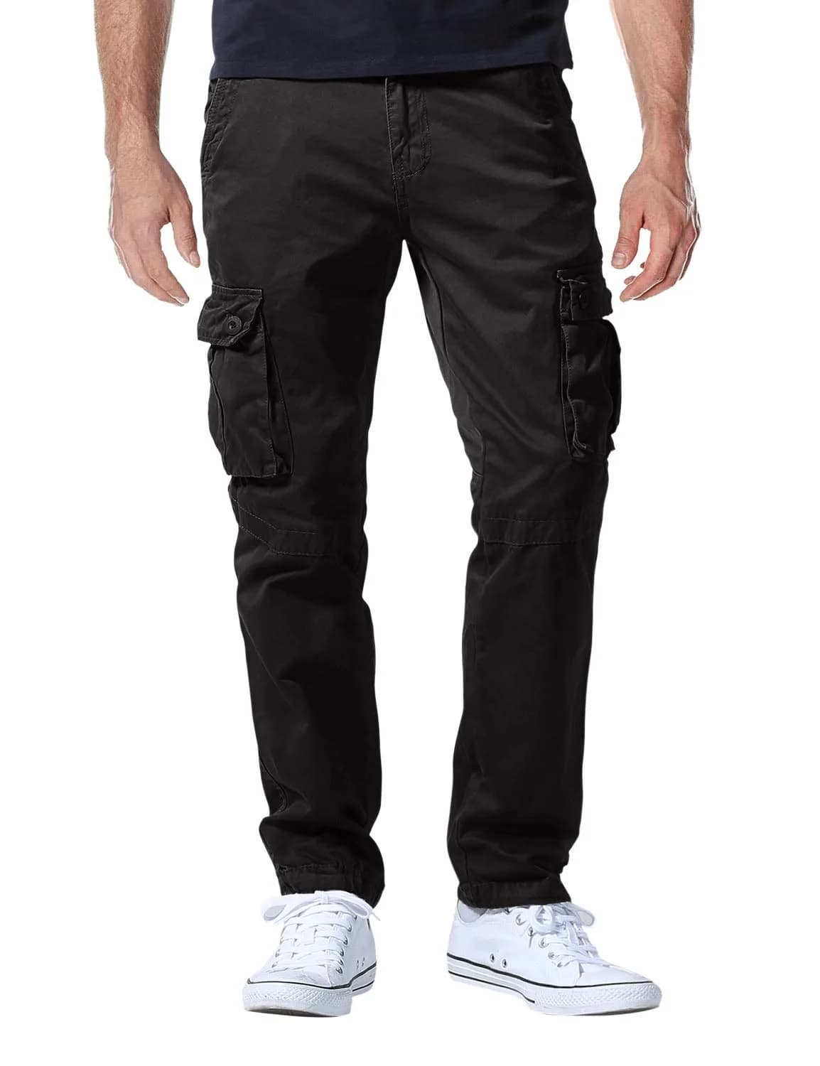 Match Men's Casual Cargo Pants 40 | Classic Straight Fit, 100% Cotton, Dark Gray