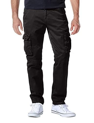 Match Men's Casual Cargo Pants 40 | Classic Straight Fit, 100% Cotton, Dark Gray thumbnail 1