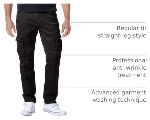 Match Men's Casual Cargo Pants 40 | Classic Straight Fit, 100% Cotton, Dark Gray thumbnail 4