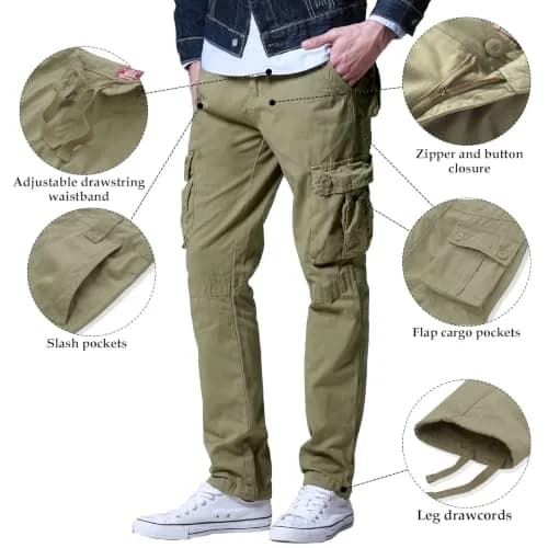 Match Men's Casual Cargo Pants 40 | Classic Straight Fit, 100% Cotton, Dark Gray thumbnail 7