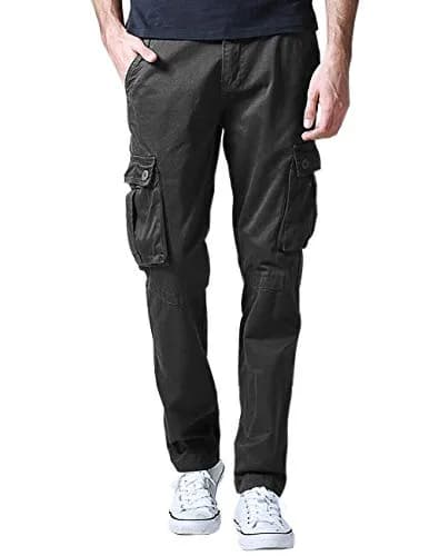 Match Men's Casual Cargo Pants 40 | Classic Straight Fit, 100% Cotton, Dark Gray thumbnail 2