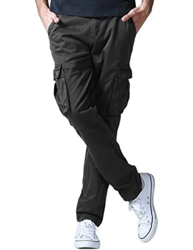 Match Men's Casual Cargo Pants 40 | Classic Straight Fit, 100% Cotton, Dark Gray thumbnail 3