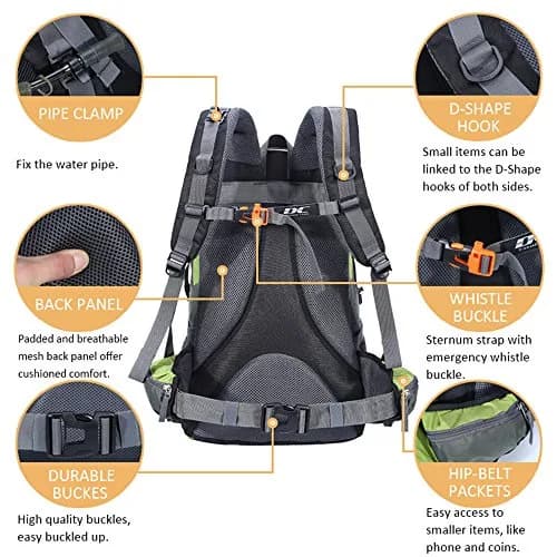 Diamond Candy 40L Hiking Backpack Waterproof Daypack for Men and Women | 40L Capacity, Waterproof Nylon, Breathable Mesh, Multiple Pockets thumbnail 3