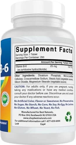 Best Naturals Vitamin B-6 25 Mg Tablets, 250 Count | Purity & Quality Tested thumbnail 6