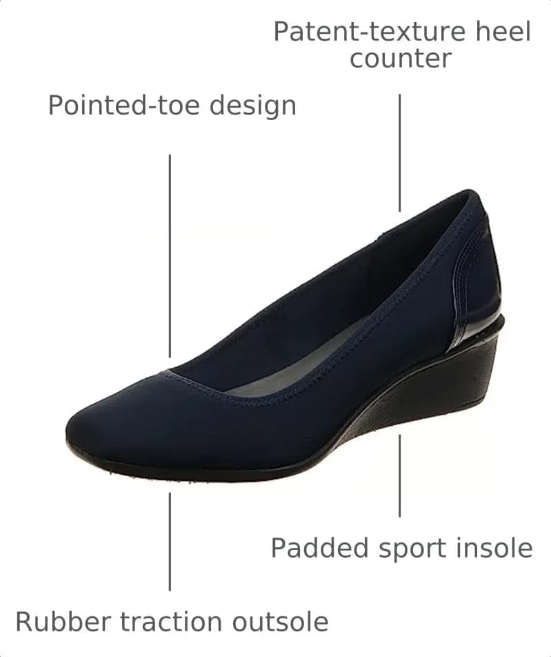 Anne Klein Wisher Wedge for Women - 1.75-inch Heel - Fabric Upper Navy 6 M | Classic, Supportive & Versatile thumbnail 4