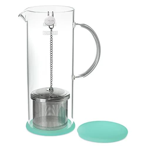 FORLIFE LUCENT Glass Iced Tea Jug with Capsule Infuser, 48-Ounce, Mint | Heat-Resistant Borosilicate & Stainless Steel Infuser thumbnail 3