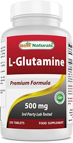 Best Naturals L-Glutamine 500 mg | 250 Tablets for Muscle & Gut Support, Unflavored thumbnail 1