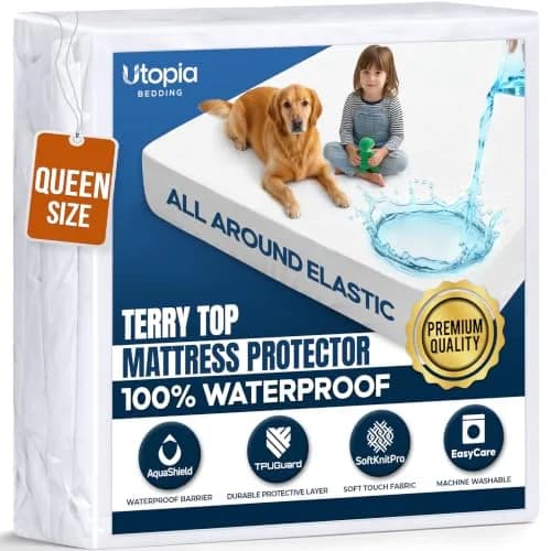 Utopia Bedding Waterproof Queen Size Mattress Protector fits Upto 17" Deep Pocket | Breathable, Machine Washable, All-Day Mattress Cover - main product image