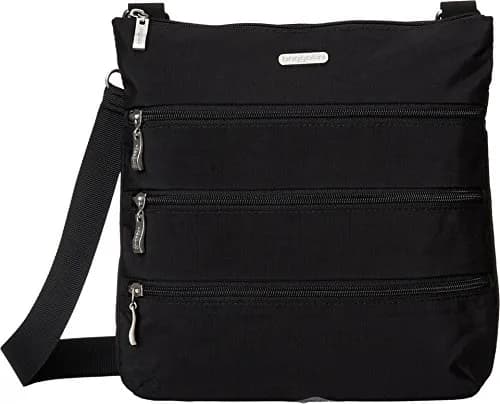 Baggallini Big Zipper Travel Crossbody Bag Black 28cm (11in) | Machine Washable & RFID-Protected thumbnail 1