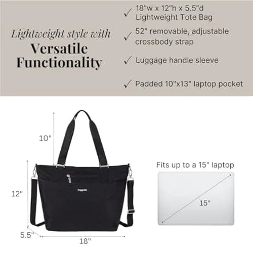 Baggallini Avenue Tote Bag 46cm (18") x 30.5cm (12") | Perfect Carry-On for Travel and Everyday Use thumbnail 6