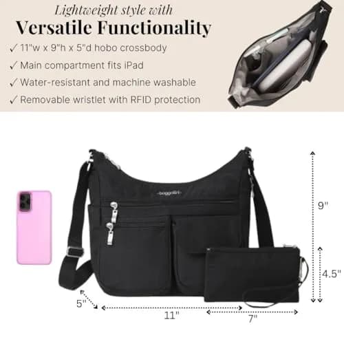 Baggallini Everywhere Bagg Hobo Crossbody Bag 25cm (11") | Water-Resistant Travel Bag with RFID Wristlet thumbnail 4