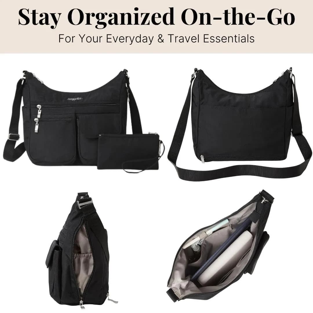 Baggallini Everywhere Bagg Hobo Crossbody Bag 25cm (11") | Water-Resistant Travel Bag with RFID Wristlet - view 5