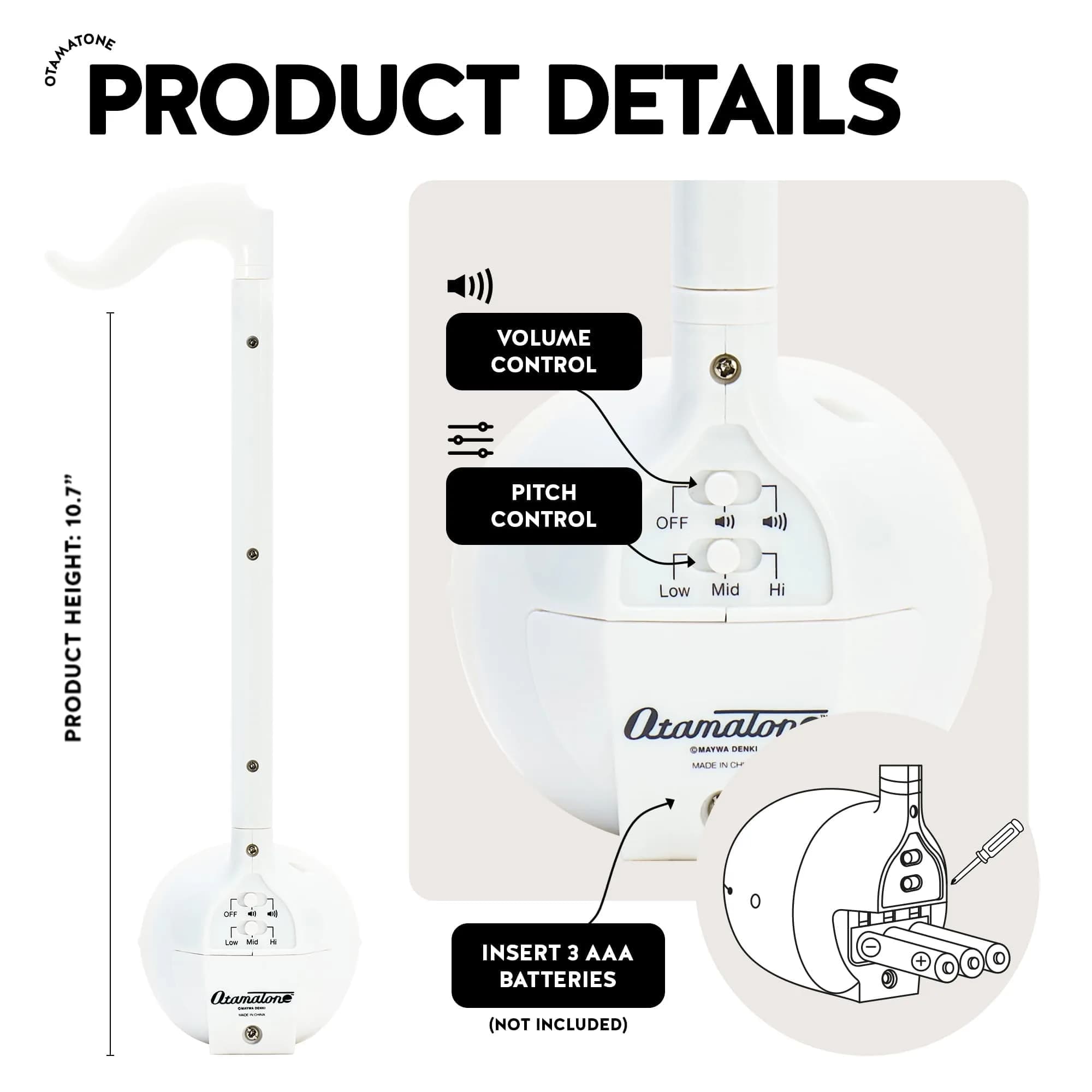 Otamatone White Electronic Synthesizer Musical Instrument Toy | Fun & Easy to Play - view 4
