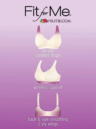 Fruit of the Loom Plus Size Wireless Cotton Bra 40D | Full Coverage & Support (70-120 chars) thumbnail 2