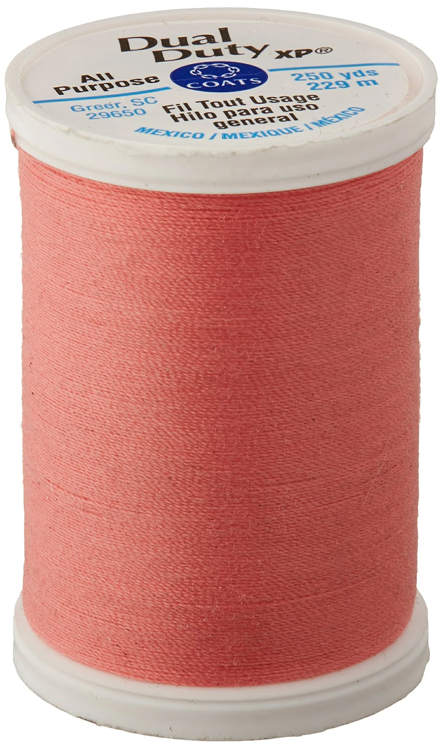 Coats & Clark Dual Duty XP All Purpose Sewing Thread 250 yd (228.6 m) Coral | Strong Polyester for Machine & Hand Sewing — Coral