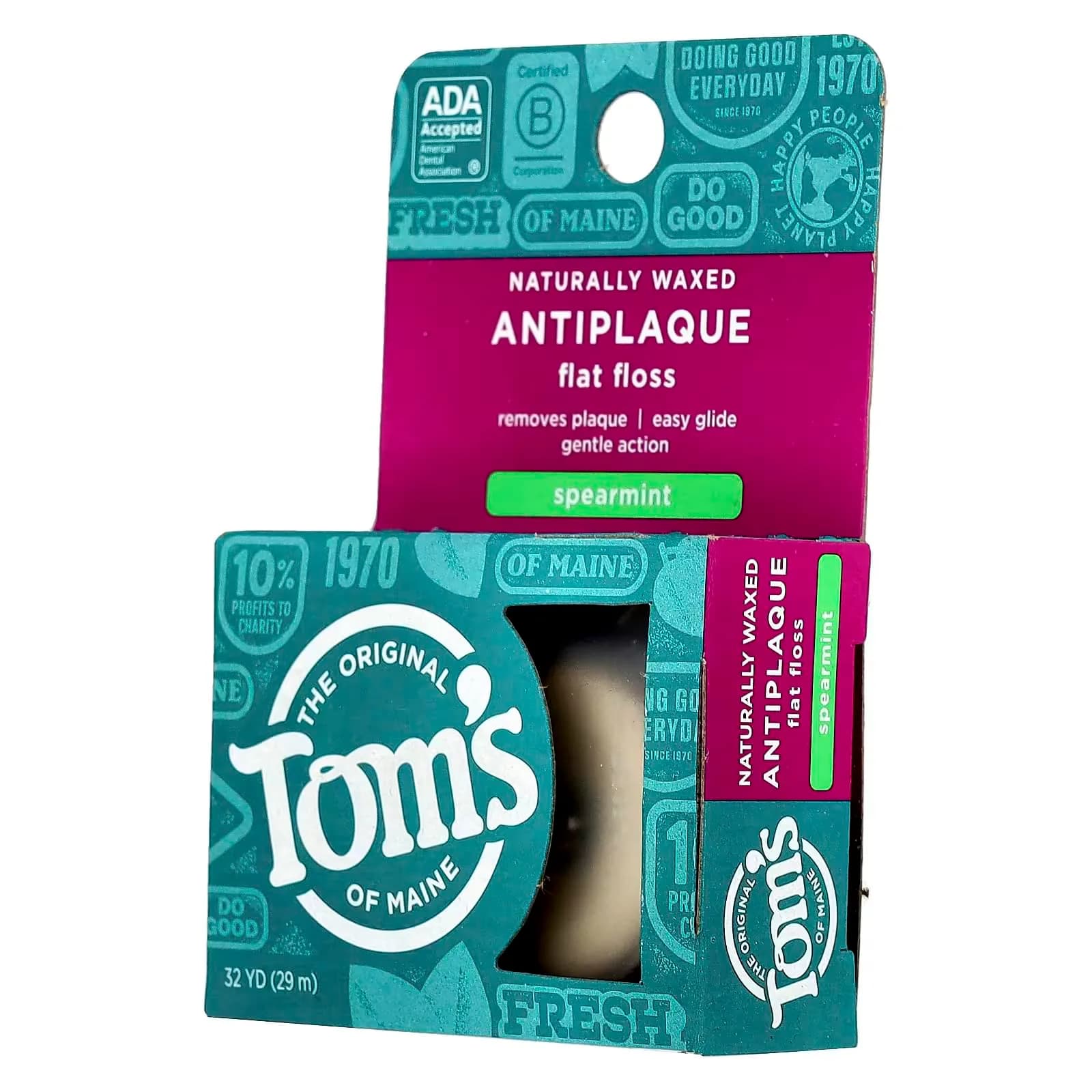 Tom's of Maine Natural Waxed Antiplaque Flat Floss Spearmint 192 Foot (Pack of 2) | ADA Accepted - view 7