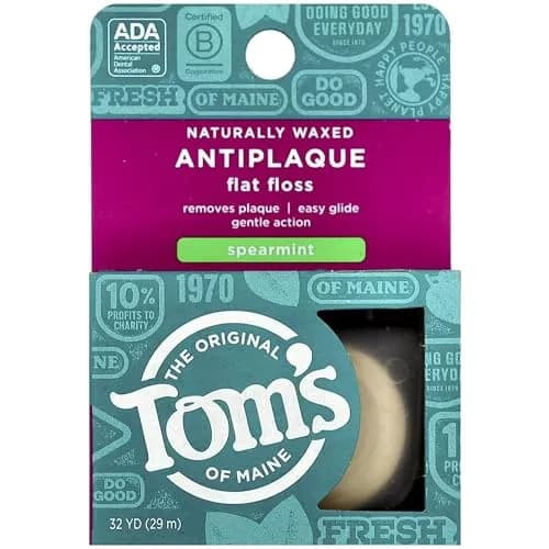 Tom's of Maine Natural Waxed Antiplaque Flat Floss Spearmint 192 Foot (Pack of 2) | ADA Accepted thumbnail 1