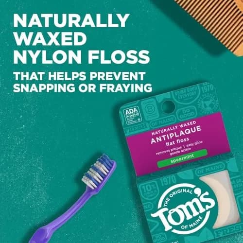 Tom's of Maine Natural Waxed Antiplaque Flat Floss Spearmint 192 Foot (Pack of 2) | ADA Accepted thumbnail 2