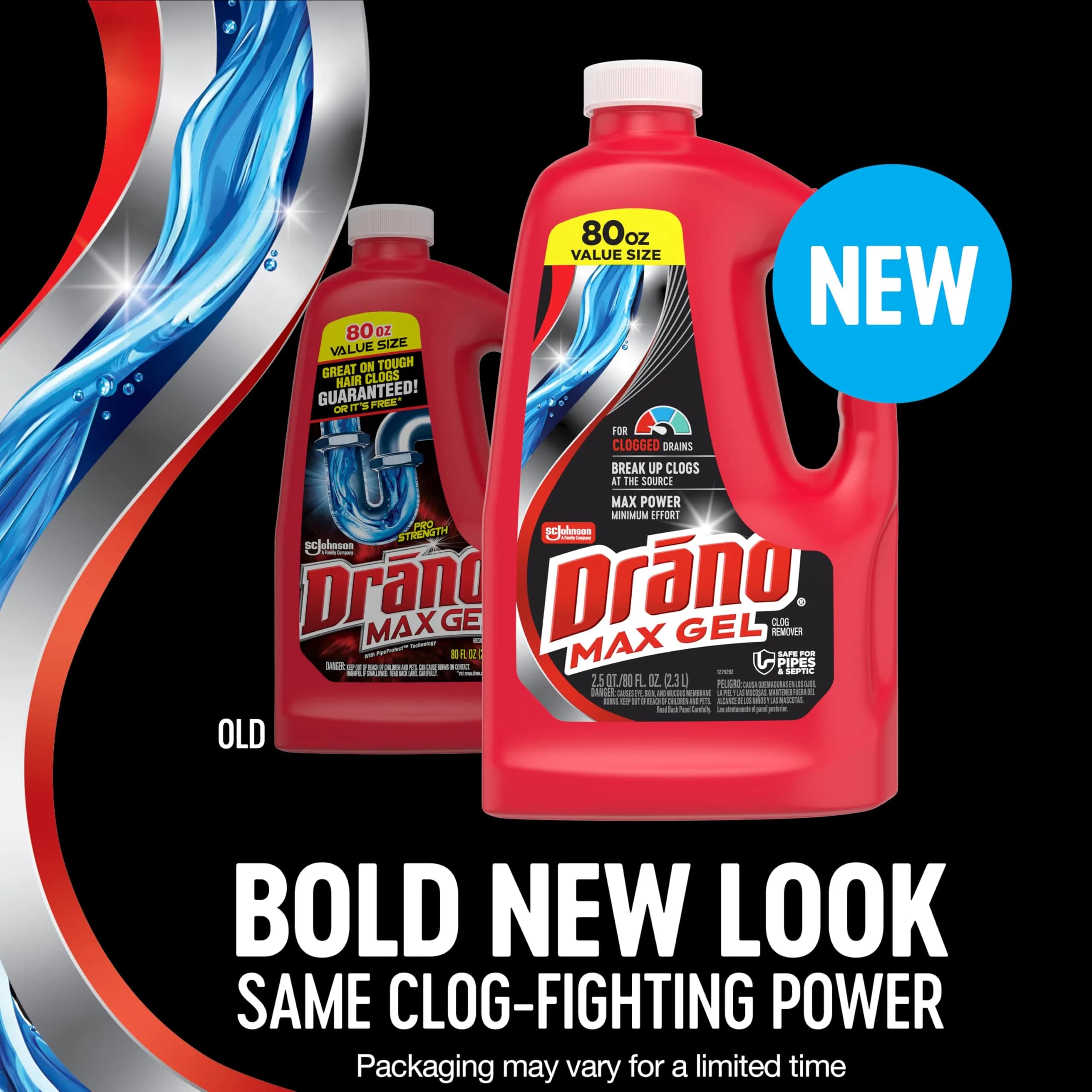 Drano Max Gel Drain Clog Remover 160 Fl Oz (80 Oz, 2 Pack) | Fast-Acting Clog Dissolver for Indian Homes - view 2
