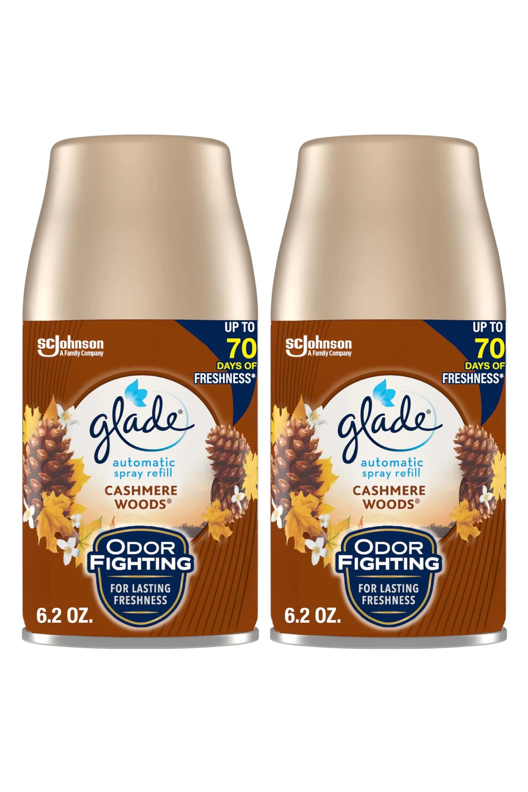 Glade Automatic Spray Air Freshener Refill, Cashmere Woods, 2 Count | Timed Fragrance Release