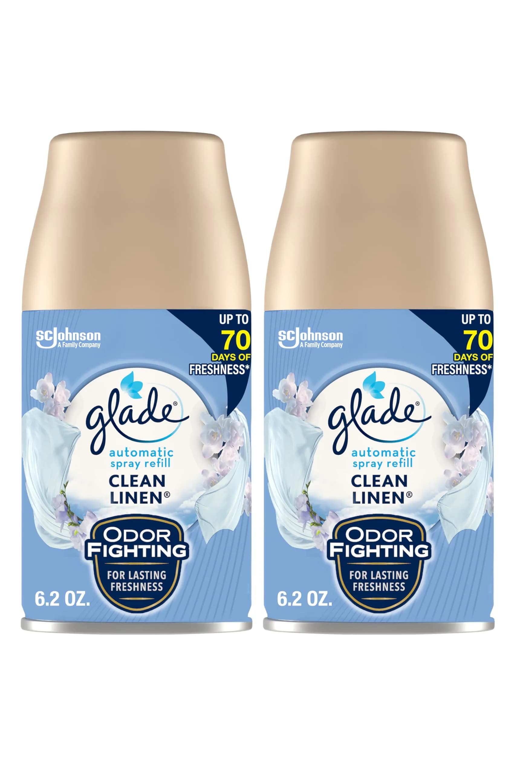Glade Automatic Spray Air Freshener Refill Clean Linen 2 Count 185ml (6.2 Fl Oz) | Timed Fragrance Release