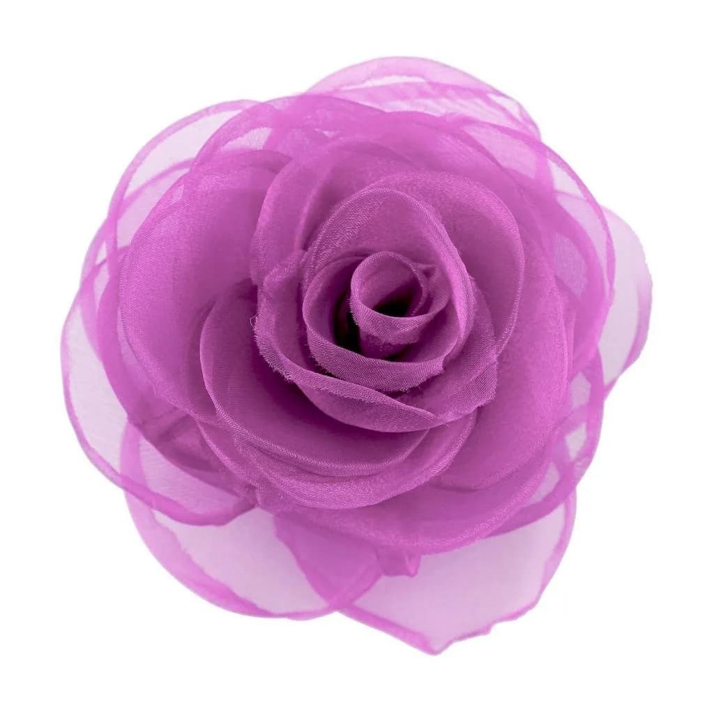 Merdia Women's Lovely Flower Hair Clip, Rose Brooch Pin, Floral Hair Accessory, Light Purple | Elegant 4.3-inch flower — Light Purple