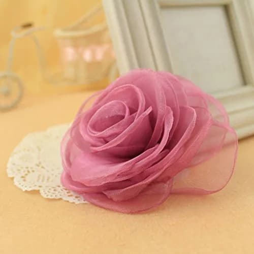 Merdia Women's Lovely Flower Hair Clip, Rose Brooch Pin, Floral Hair Accessory, Light Purple | Elegant 4.3-inch flower thumbnail 4