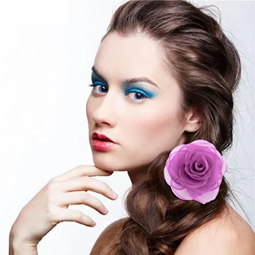 Merdia Women's Lovely Flower Hair Clip, Rose Brooch Pin, Floral Hair Accessory, Light Purple | Elegant 4.3-inch flower thumbnail 9