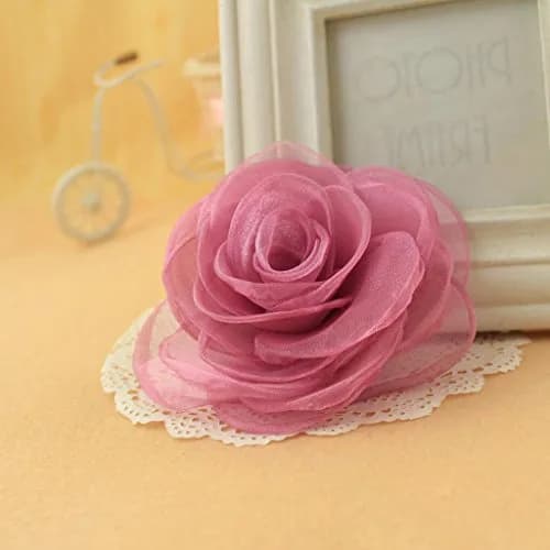 Merdia Women's Lovely Flower Hair Clip, Rose Brooch Pin, Floral Hair Accessory, Light Purple | Elegant 4.3-inch flower thumbnail 2