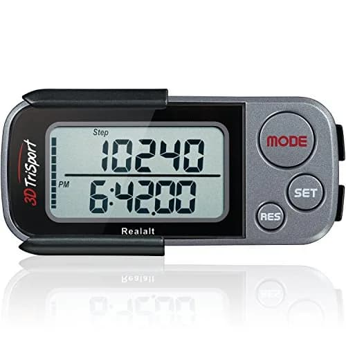 Realalt 3DTriSport Pedometer with Clip & Strap, Accurate Step Counter 30-Day Memory 1.7-inch Display | Tracks Steps, Distance, Calories thumbnail 1