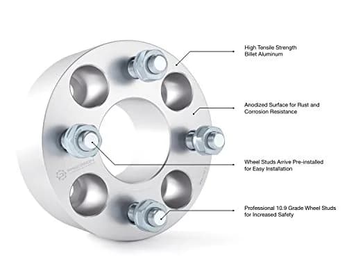 RockTrix 4pcs Wheel Spacers 2 Inch (50mm) Thick | 4x4" to 4x4" Bolt Pattern, 61.25mm Hub Bore, 1/2"x20 Studs thumbnail 6