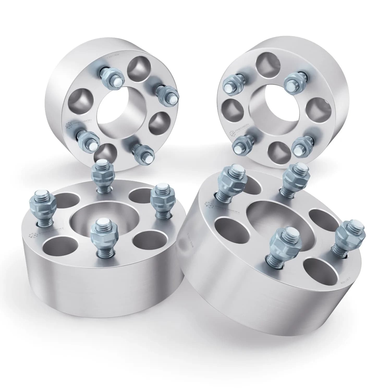 RockTrix 4pcs Wheel Spacers 2 Inch (50mm) Thick | 4x4" to 4x4" Bolt Pattern, 61.25mm Hub Bore, 1/2"x20 Studs — Silver / 38mm (1.5in) Thickness