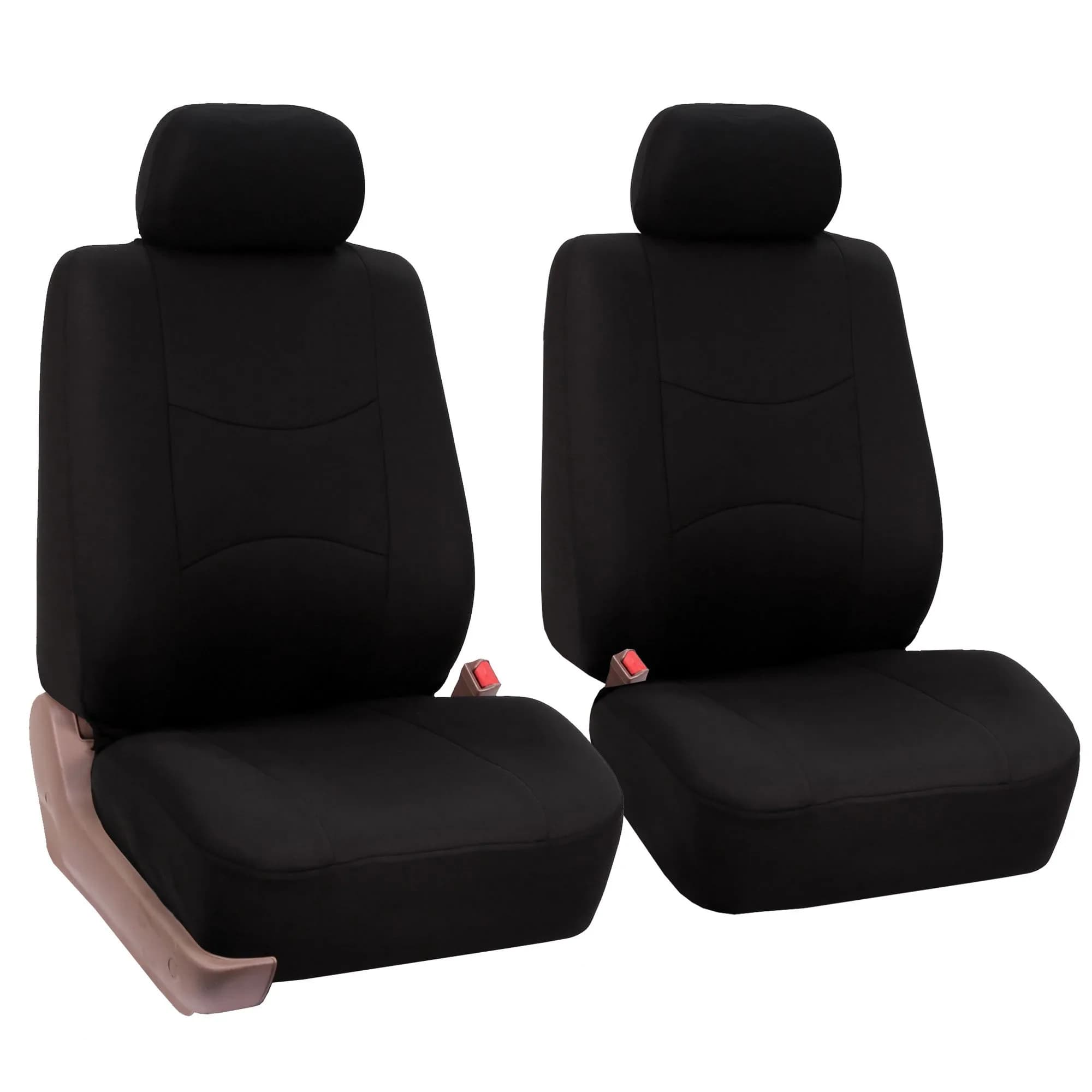 FH Group Car Seat Covers Front Set in Cloth | Universal Fit, Waterproof, Washable, Airbag Compatible, Split Bench Suitable, Black — Black
