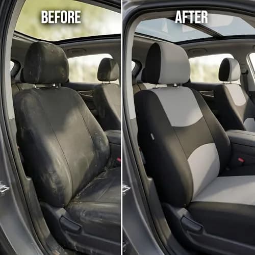 FH Group Car Seat Covers Front Set in Cloth | Universal Fit, Washable, Gray thumbnail 8