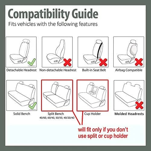 FH Group Car Seat Covers Front Set in Cloth | Universal Fit, Washable, Red thumbnail 4