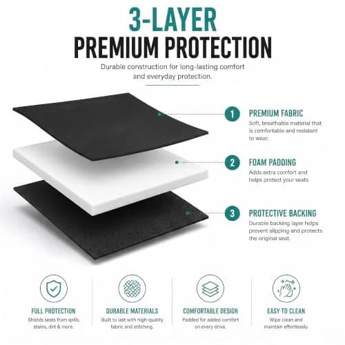 FH Group Full Set Cloth Car Seat Covers, Universal Fit, Low Back, Airbag Compatible, Washable, Black thumbnail 3