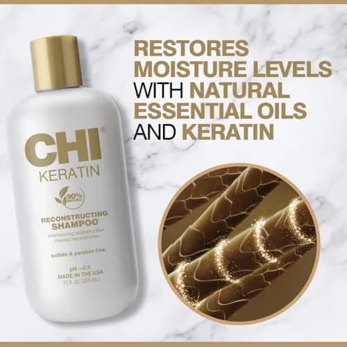 CHI Keratin Reconstructing Shampoo 12 Oz | Rebuild Damaged Hair, Sulfate & Paraben-Free thumbnail 3