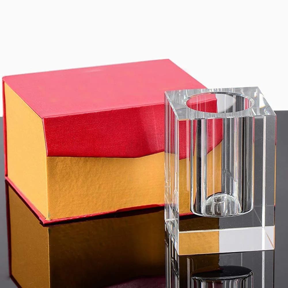 Yakri Clear Crystal Pen Holder for Desk Stationery Organizer | K9 Crystal, 6cm x 6cm x 9cm - view 5