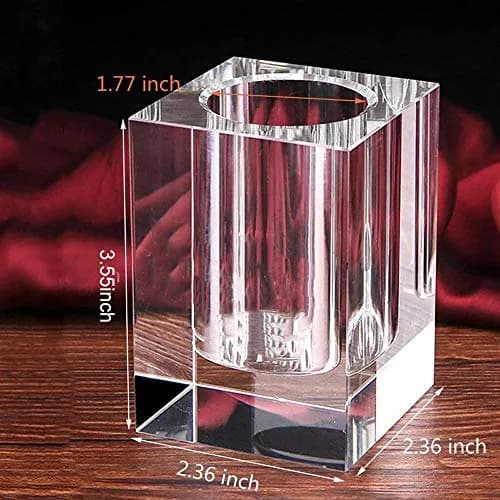 Yakri Clear Crystal Pen Holder for Desk Stationery Organizer | K9 Crystal, 6cm x 6cm x 9cm thumbnail 6