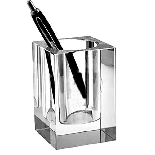 Yakri Clear Crystal Pen Holder for Desk Stationery Organizer | K9 Crystal, 6cm x 6cm x 9cm thumbnail 1