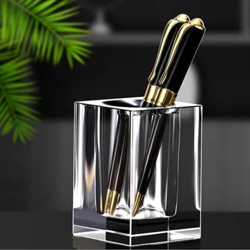 Yakri Clear Crystal Pen Holder for Desk Stationery Organizer | K9 Crystal, 6cm x 6cm x 9cm thumbnail 8