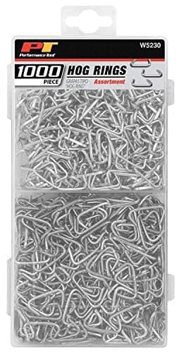 Performance Tool W5230 1,000-Piece Carbon Steel Hog Rings | Versatile Heavy-Duty Fasteners for Upholstery & Fencing thumbnail 1