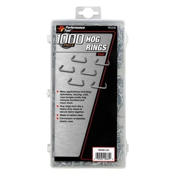 Performance Tool W5230 1,000-Piece Carbon Steel Hog Rings | Versatile Heavy-Duty Fasteners for Upholstery & Fencing thumbnail 3