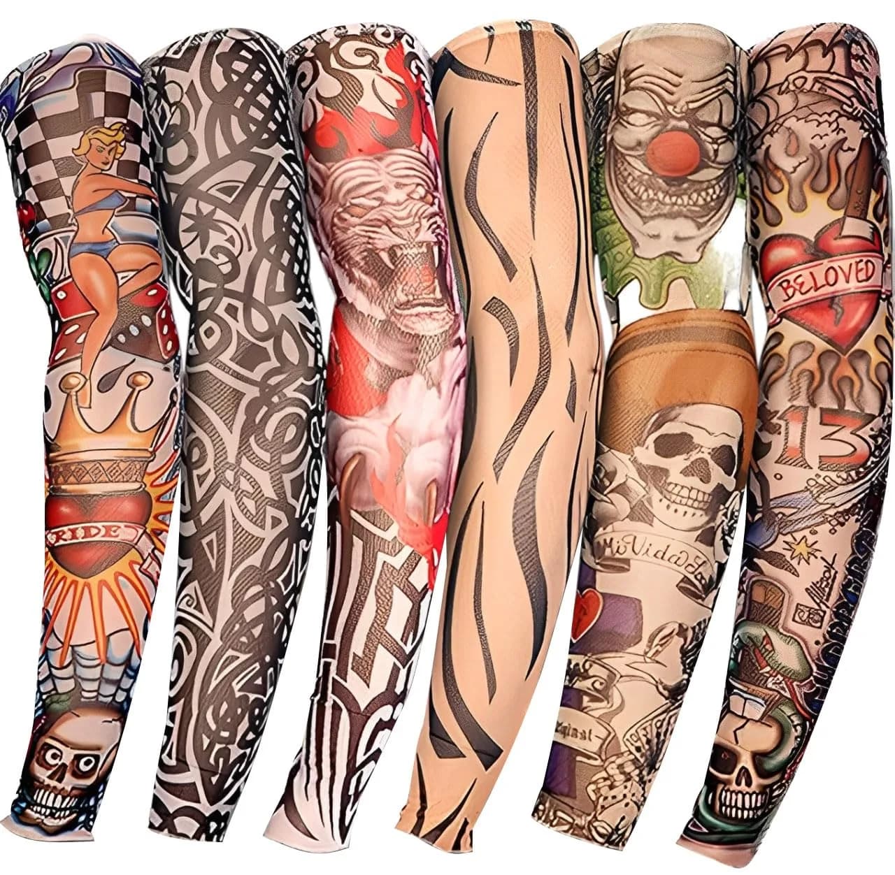 YARIEW Temporary Tattoo Sleeves for Men Arm Sleeves | Sun Protection & Party Decor (70-120 chars) — Multicolor-1