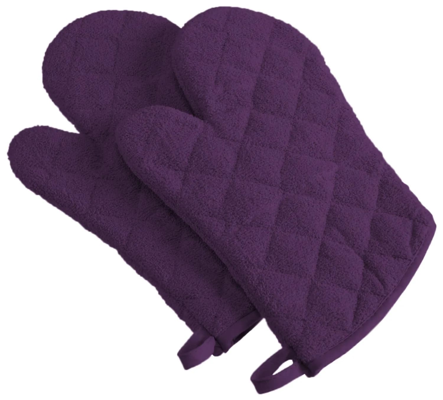 DII Basic Terry Collection Quilted Cotton Oven Mitts 18cm x 33cm (7" x 13") | Heat Resistant Kitchen Mitts - main product image