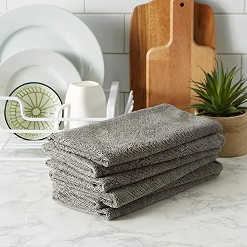 DII Microfiber Dishtowel Set 16x24 in Gray | Ultra Absorbent, Low Lint, 6 Piece thumbnail 4