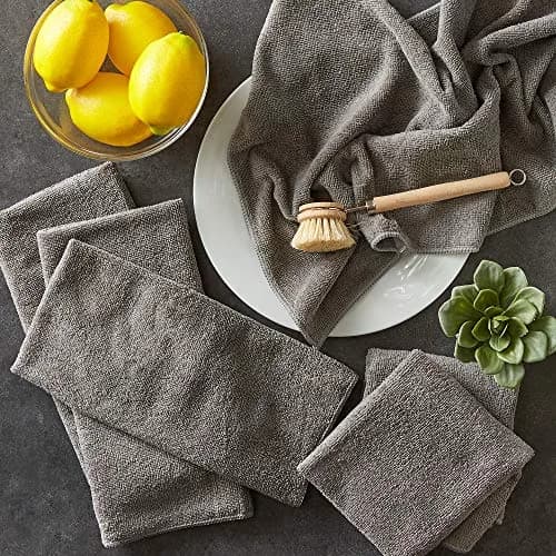 DII Microfiber Dishtowel Set 16x24 in Gray | Ultra Absorbent, Low Lint, 6 Piece thumbnail 5