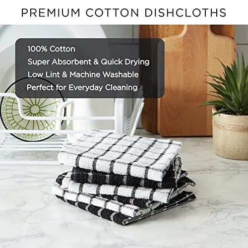 DII Basic Terry Collection Windowpane Dishcloth Set, 12x12, Nautical Blue | Ultra Absorbent Cotton Kitchen Cloths thumbnail 8